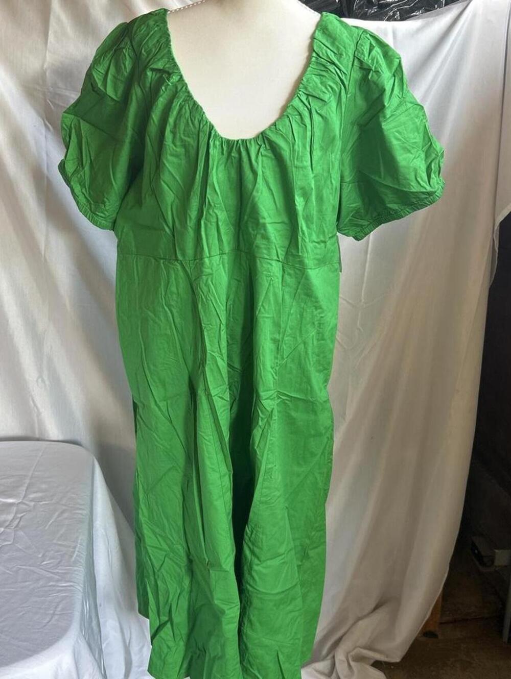Women's Old Navy Puff-Sleeve Scoop-Neck Midi Swing Dress - Size XXL